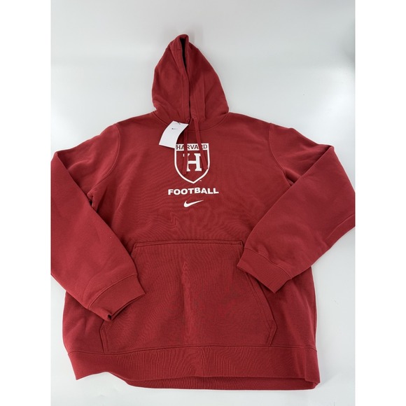 Nike Harvard Football Mens Club Fleece Pullover Hoodie Crimson Size M New